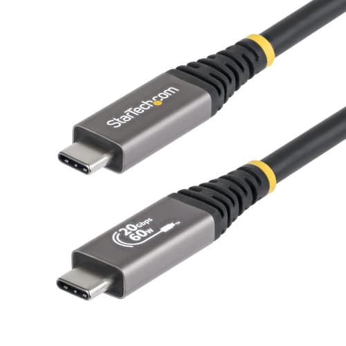 StarTech.com - USB cable - USB-C (M) to USB-C (M) - USB 3.2 / USB4 / Thunderbolt 3 / Thunderbolt 4 / DisplayPort - 4K120Hz support, rugged, flexible, passive - black