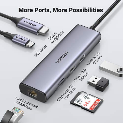 ^REVODOK 7-IN-1 HDMI ETH USBC HUB — view 9