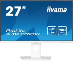 iiyama ProLite XUB2797QSN-W2 - LED monitor - 27" - 2560 x 1440 QHD @ 100 Hz - IPS - 300 cd/m� - 1300:1 - 1 ms - HDMI, DisplayPort, USB-C - speakers - white, matte
