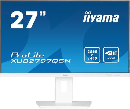 iiyama ProLite XUB2797QSN-W2 - LED monitor - 27" - 2560 x 1440 QHD @ 100 Hz - IPS - 300 cd/m� - 1300:1 - 1 ms - HDMI, DisplayPort, USB-C - speakers - white, matte
