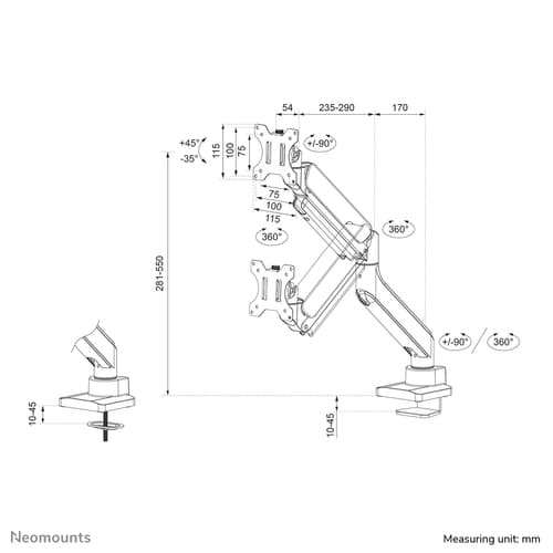 Neomounts by Newstar Desk Mount 1 screen (topfix clamp &grommet) — view 22