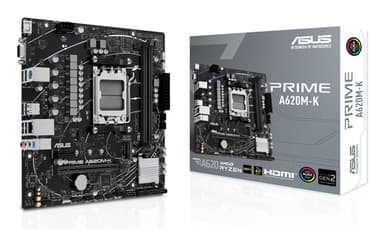 ASUS PRIME A620M-K - Motherboard - micro ATX - Socket AM5 - AMD A620 Chipset - USB 3.2 Gen 1 - Gigabit LAN - onboard graphics (CPU required) - HD Audio (8-channel)
