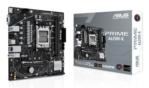 ASUS PRIME A620M-K - Motherboard - micro ATX - Socket AM5 - AMD A620 Chipset - USB 3.2 Gen 1 - Gigabit LAN - onboard graphics (CPU required) - HD Audio (8-channel)