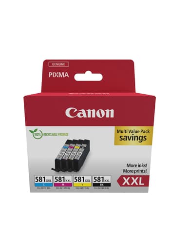Canon CLI-581XXL C/M/Y/BK Multi Pack - 4-pack - 11.7 ml - XXL size - black, yellow, cyan, magenta - original - box - ink tank - for PIXMA TS6251, TS6350, TS6351, TS705, TS8252, TS8350, TS8351, TS8352, TS9550, TS9551