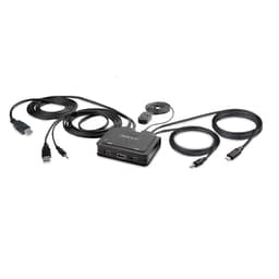 StarTech.com 2-Port Hybrid USB-C HDMI Cable KVM Switch, 4K 60Hz, Compact KVM with 6ft/1.8m USB-A/HDMI/Audio & 4ft/1.2m USB-C Integrated Host Cables, Bus Powered - Remote Push Button/Hotkey Switching (C2-H46-UAC-CBL-KVM) - KVM / audio / USB switch - compact - 2 x KVM / audio / USB - 1 local user - desktop