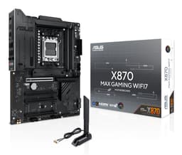 ASUS X870 MAX GAMING WIFI7 - Motherboard - ATX - Socket AM5 - AMD X870 Chipset - USB4, USB-C 3.2 Gen 2x2, USB 3.2 Gen 2, USB 3.2 Gen 1 - Wi-Fi 7, 2.5 Gigabit LAN, Bluetooth - onboard graphics (CPU required) - HD Audio (8-channel)