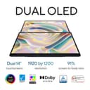 ASUS Zenbook Duo OLED UX8406CA-QL135W - 180-degree hinge design - Intel Core Ultra 7 - 255H / up to 5.1 GHz - Evo - Win 11 Home - Arc Graphics 140T - 16 GB RAM - 1 TB SSD NVMe - 14" OLED touchscreen 1920 x 1200 @ 120 Hz - Wi-Fi 7, Bluetooth - inkwell grey thumbnail 14