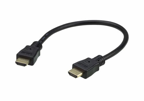 ATEN 2L-7DA3H - High Speed - HDMI cable with Ethernet - HDMI male to HDMI male - 30 cm - shielded - black - 4K support - for ATEN VM5404HA, VM5808HA, VanCryst VM0808HA, VM5404H, VS0801H