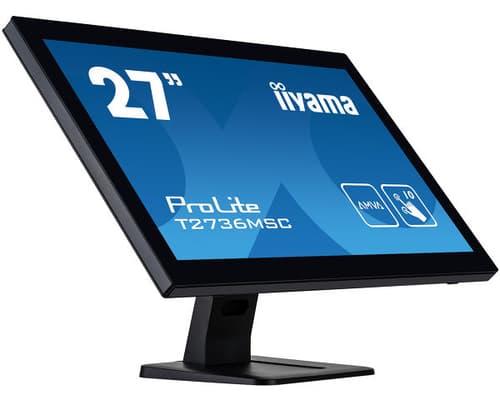 iiyama ProLite T2752MSC-B1 - LED monitor - 27" - touchscreen - 1920 x 1080 Full HD (1080p) @ 60 Hz - IPS - 400 cd/m� - 1000:1 - 5 ms - HDMI, DisplayPort - speakers - black, matte