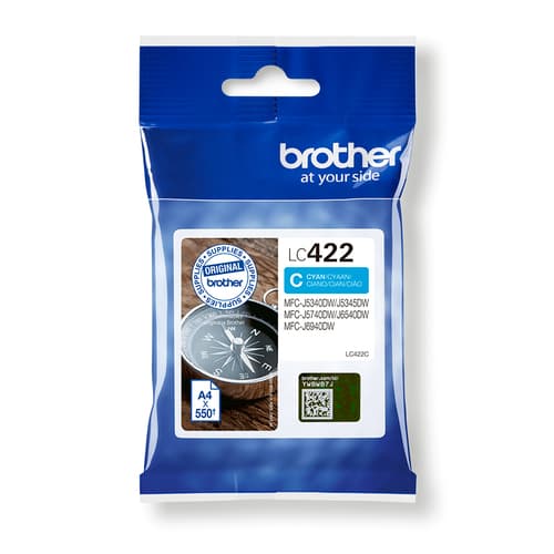 Brother LC422C - Cyan - original - ink cartridge - for Brother MFC-J5340DW, MFC-J5340DWE, MFC-J5345DW, MFC-J5740DW, MFC-J6540DW, MFC-J6940DW