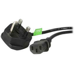 StarTech.com 3ft (1m) UK Computer Power Cable, BS 1363 to C13 Power Cord, 18AWG, 10A 250V, Black Replacement AC Power Cord, Monitor Power Cable, BS 1363 to IEC 60320 C13 Kettle Lead - PC Power Supply Cable (BS13U-1M-POWER-LEAD) - Power cable - BS 1363 (P) to power IEC 60320 C13 - AC 250 V - 10 A - 1 m - molded - black