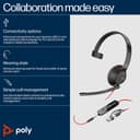 Poly Blackwire 5210 - Blackwire 5200 series - headset - on-ear - wired - 3.5 mm jack, USB-C - black - Certified for Microsoft Teams, Certified for Skype for Business, Cisco Jabber Certified, Avaya Certified, Works With Chromebook Certified, Zoom Certified, UC certified thumbnail 1
