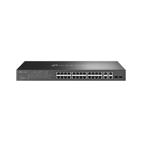 TP-Link JetStream TL-SL2428P V6.6 - Switch - L3 - smart - 24 x 10/100 + 2 x combo Gigabit SFP - rack-mountable - PoE+ (250 W) — view 1
