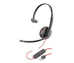 Poly Blackwire 3210 - Blackwire 3200 Series - headset - on-ear - wired - USB-A - black - Skype Certified, Cisco Jabber Certified, Avaya Certified