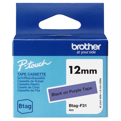 Brother BTAG-F31 - Black on purple - Roll (1.2 cm x 4 m) 1 cassette(s) hanging box - label tape