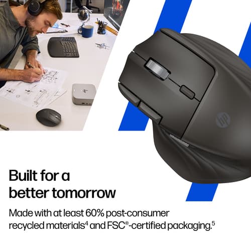 HP 785M - Mouse - right-handed - optical - 6 buttons - wireless - Bluetooth, 2.4 GHz - USB wireless receiver - black — view 6