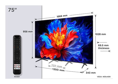TCL 75P8K-UK 75 SMART 4K ULTRA HD H — view 3
