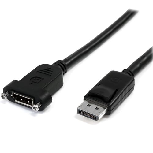 StarTech.com 3 ft / 91 cm 20 pin DP DisplayPort Extension Panel Mount Cable - DisplayPort to DisplayPort - Male to Female (DPPNLFM3PW) - DisplayPort cable - DisplayPort (M) to DisplayPort (F) - 91 cm - latched, molded - black