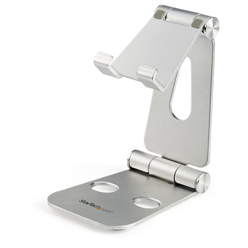 StarTech.com Phone and Tablet Stand, Foldable Universal Mobile Device Holder for Smartphones & Tablets Adjustable Multi-Angle Ergonomic Cell Phone Stand for Desk Portable, 4in to 13in - Foldable Phone Holder (USPTLSTND) - Desktop stand for mobile phone, tablet - up to 13" - silver - for P/N: DK30CHPH