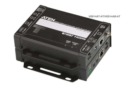 ATEN VanCryst VE814A HDMI HDBaseT Extender with Dual Output - Transmitter and receiver - video/audio/infrared/serial/network extender - HDBaseT - up to 100 m - for ATEN VM5404HA, VP2730, VanCryst VM1600A, VM3200, VM5404H, VM6809H