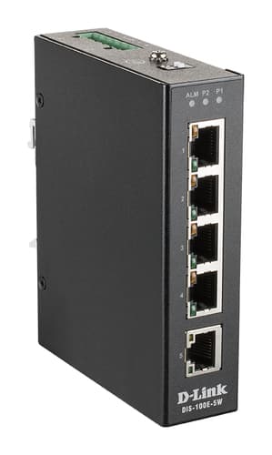 D-Link DIS 100E-5W - Switch - unmanaged - 5 x 10/100 - DIN rail mountable, wall-mountable - DC power
