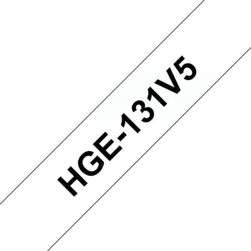Brother HGE-131V5 - Black on clear - Roll (1.2 cm x 8 m) 5 cassette(s) laminated tape - for P-Touch PT-9500pc, PT-9700PC, PT-9800PCN, P-Touch R RL-700S