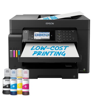 Epson EcoTank ET-16655 Colour A3 Multifuncion Printer. Up to 25ppmipm. Print/Copy/Scan. Duplex. 2 Trays. One set of replacement inks prints up to 7,500 pages in black and 6,000 pages in colour