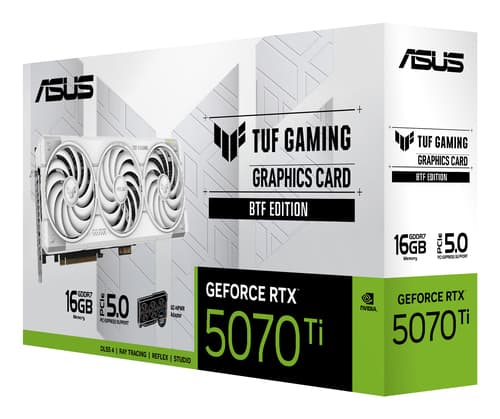 ASUS TUF Gaming GeForce RTX 5070 Ti 16GB BTF - White Edition - graphics card - GeForce RTX 5070 Ti - 16 GB GDDR7 - PCI Express 5.0 - 3 x DisplayPort, HDMI - white — view 11