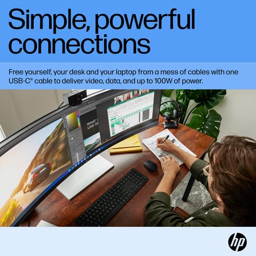HP E45c G5 - E-Series - LED monitor - curved - 44.5" - 5120 x 1440 Dual Quad HD @ 165 Hz - VA - 400 cd/m� - 3000:1 - 3 ms - HDMI, DisplayPort, USB-C - speakers - black head, black and silver (stand) — view 9