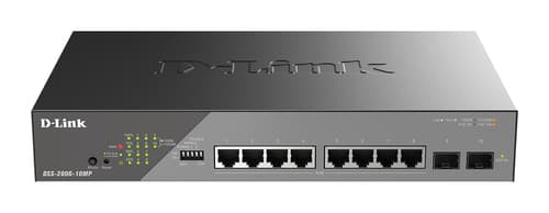 D-Link DSS 200G-10MP - Switch - Managed - 8 x 10/100/1000 (PoE) + 2 x Gigabit SFP - rack-mountable - PoE (130 W) — view 1