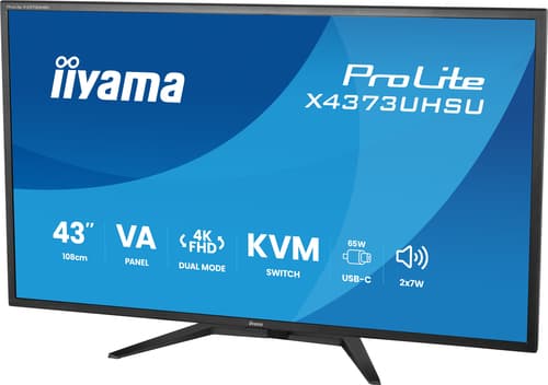 iiyama ProLite X4373UHSU-B2 - LED monitor - 43" (42.5" viewable) - 3840 x 2160 4K @ 60 Hz - VA - 450 cd/m� - 4000:1 - HDR10 - 3 ms - 2xHDMI, DisplayPort - speakers - matte, black — view 6