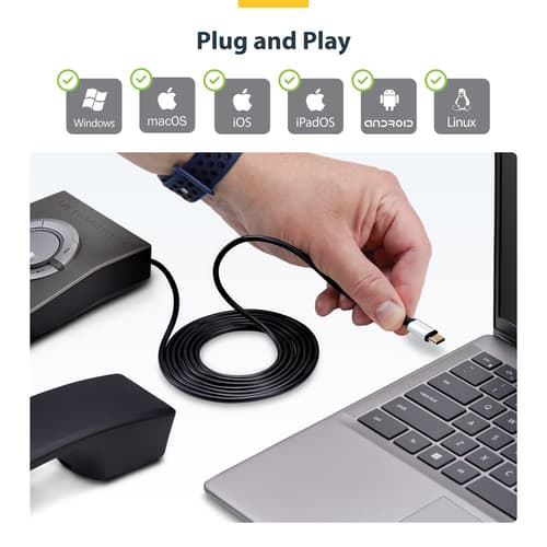 StarTech.com USB-C to RJ9 Adapter for Office Phone Handset or Wired/Wireless Headset, Use Existing Landline Hardware, 6ft/1.8m, For Laptop/Desktop Computer/Mobile - Headset adapter - 24 pin USB-C male to RJ-9 male - 1.8 m - black - bus powered — view 10
