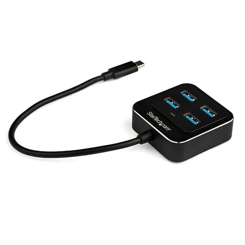 StarTech.com 4-Port USB C Hub, USB-C to 4x USB-A Ports, SuperSpeed 10Gbps USB 3.1/USB 3.2 Gen 2 Type-C Hub, USB Bus Powered, Portable/Compact USB-C to USB Adapter Hub for Laptop, Aluminum - Windows/macOS/Linux (HB31C4AB) - Hub - 4 x SuperSpeed USB 3.0 - desktop - for P/N: PEXUSB321C