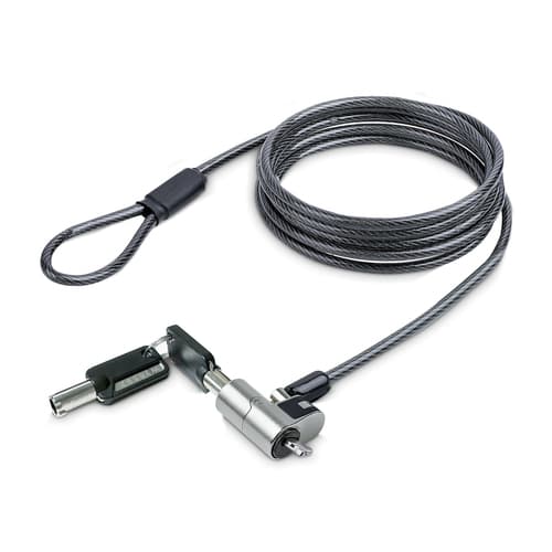 StarTech.com Nano Laptop Cable Lock, 6ft (2m), Anti-Theft Keyed Lock, Security Cable Locks Nano Slot Computers, For HP EliteBook/Lenovo ThinkPad X1/2-1 Laptops, Cut-Resistant Steel Cable Lock For Laptop (NANOK-LAPTOP-LOCK) - Security cable lock - silver, black - 2 m