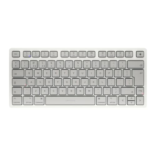 CHERRY KW 7100 Mini - Keyboard - for MAC - 75% - compact - wireless - Bluetooth 5.1 - QWERTY - UK - key switch: CHERRY SX - moonlight white - plastic free packaging — view 1