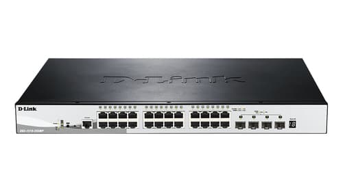 D-Link SmartPro DGS-1510-28XMP - Switch - L3 - Managed - 24 x 10/100/1000 (PoE+) + 4 x 10 Gigabit SFP+ - desktop, rack-mountable - PoE+ (370 W)