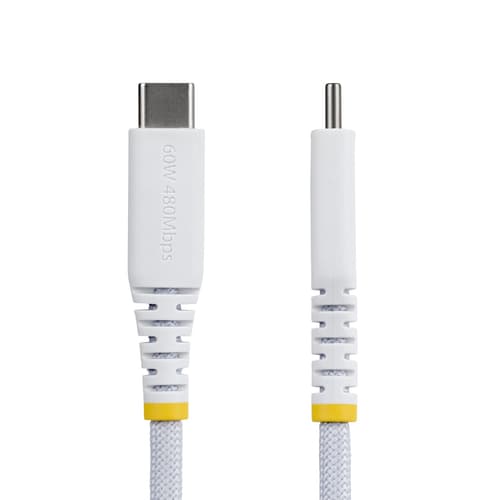 StarTech.com - USB cable - 24 pin USB-C (M) to 24 pin USB-C (M) - USB 2.0 - 3 A - USB Power Delivery (60W), straight, rugged, Power Delivery 2.0 support - white — view 3