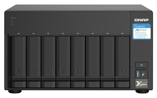 QNAP TS-832PX-4G - NAS server - 8 bays - SATA 6Gb/s - RAID 0, 1, 5, 6, 10, 50, 60, JBOD - RAM 4 GB - Gigabit Ethernet / 2.5 Gigabit Ethernet / 10 Gigabit Ethernet - iSCSI support