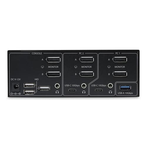 StarTech.com 2-Port Dual-Monitor DisplayPort KVM Switch, 8K 60Hz / 4K 144Hz, DP 1.4, 2x USB 10Gbps Ports, 4x USB HID Ports, Hotkey Switching, TAA Compliant - KVM / audio / USB switch - 2 x KVM / audio / USB - 1 local user - desktop - TAA Compliant — view 7