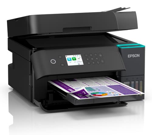Epson EcoTank ET-3950 - Multifunction printer - colour - ink-jet - ITS - A4 (210 x 297 mm) (original) - A4/Letter (media) - up to 18 ppm (printing) - 250 sheets - USB, LAN, Wi-Fi(ac) - black