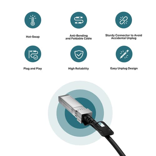 TP-Link TL-SM5220-1M V1 - 10GBase direct attach cable - SFP+ (M) to SFP+ (M) - 1 m - twinaxial - passive — view 7