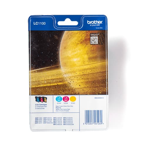 Brother LC1100RBWBP - Yellow, cyan, magenta - original - blister - ink cartridge - for Brother DCP-185, 385, 395, J715, MFC-490, 5490, 5890, 5895, 6890, 790, 795, 990, J615