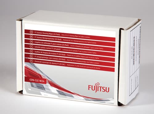 Fujitsu/PFU F1 Scanner Cleaning Wipes (24 Pack) Scanner Cleaning wipes Impregnated with manufacturer approved F1 cleaning fluid, suitable to clean glass, plastics, rubbers and metals in Fujitsu Document scanners Pack of 24 F1 Cleaning Wipes for Fujitsu scanners
