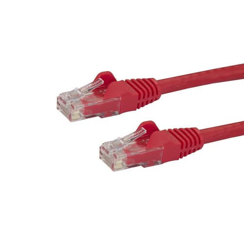 StarTech.com 50cm CAT6 Ethernet Cable, 10 Gigabit Snagless RJ45 650MHz 100W PoE Patch Cord, CAT 6 10GbE UTP Network Cable w/Strain Relief, Red, Fluke Tested/Wiring is UL Certified/TIA - Category 6 - 24AWG (N6PATC50CMRD) - Network cable - RJ-45 (M) to RJ-45 (M) - 50 cm - UTP - CAT 6 - molded, snagless, stranded - red