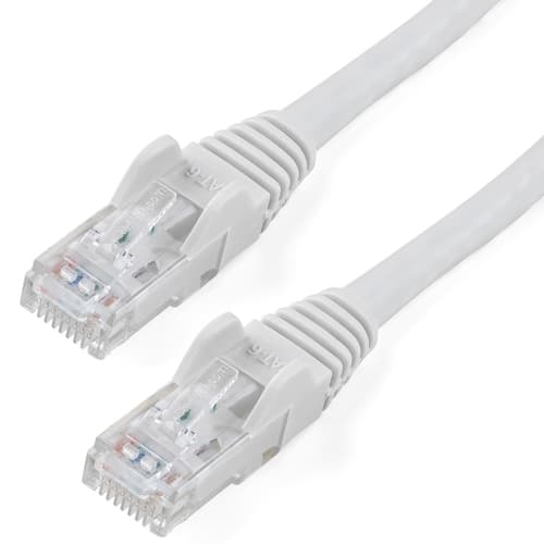 StarTech.com 50ft CAT6 Cable, 10 Gigabit Snagless RJ45 650MHz 100W PoE Cat 6 Patch Cord, 10GbE UTP CAT6 Network Cable, White CAT6 Ethernet Cable, Fluke Tested/Wiring is UL Certified/TIA - Category 6 - 24AWG (N6PATCH50WH) - Patch cable - RJ-45 (M) to RJ-45 (M) - 15.2 m - UTP - CAT 6 - snagless - white