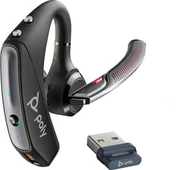 Poly Voyager 5200 UC - Headset - in-ear - Bluetooth - wireless, wired - USB-A via Bluetooth adapter - black - Certified for Microsoft Teams