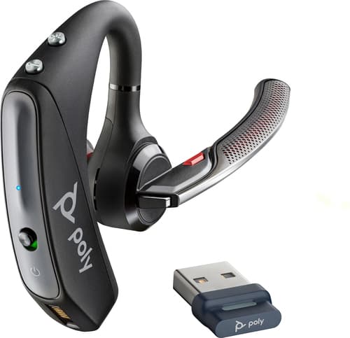 Poly Voyager 5200 UC - Headset - in-ear - Bluetooth - wireless, wired - USB-A via Bluetooth adapter - black - Certified for Microsoft Teams — view 1