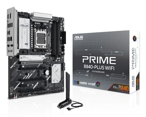 ASUS PRIME B840-PLUS WIFI - Motherboard - ATX - Socket AM5 - AMD B840 Chipset - USB-C 3.2 Gen 1, USB 3.2 Gen 1 - 2.5 Gigabit LAN, Bluetooth, Wi-Fi 6E - onboard graphics (CPU required) - HD Audio (8-channel)