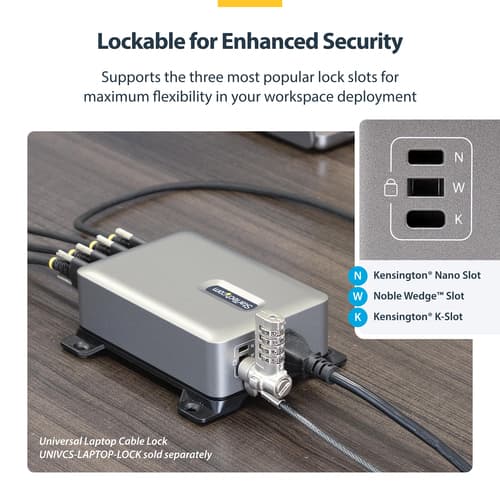 StarTech.com 4-Port USB-C Charger, 240W Total, Single Port 140W EPR - Power adapter - with surface mount bracket - 240 Watt - 5 A - Power Delivery 3.1 - 4 output connectors (24 pin USB-C) — view 15