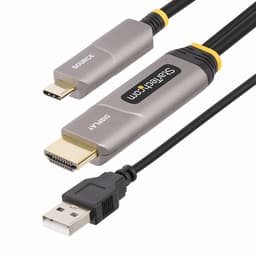 StarTech.com 50ft (15.2m) USB-C to HDMI 2.0 Active Optical Cable, 4K 60Hz - HDMI cable - 24 pin USB-C male to HDMI, USB (power only) male - 15.2 m - shielded/fibre optic - black - Active Optical Cable (AOC), 4K60Hz (3840 x 2160) support, active, Unidirectional